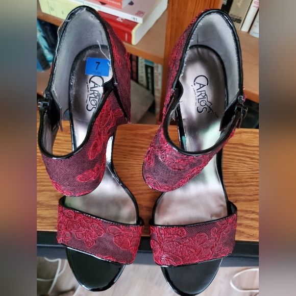 Carlos Floral Red Open Toe Laced Heel💋🌻 - Picture 5 of 5